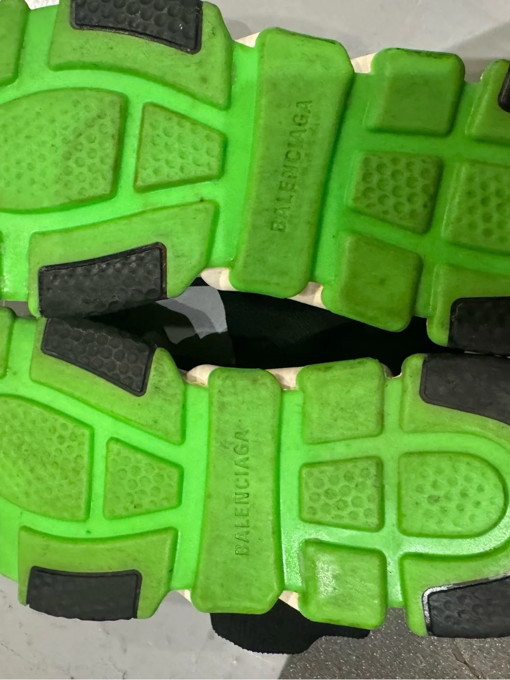 Balenciaga Black Sock-Style Speed Trainers with Green Accents